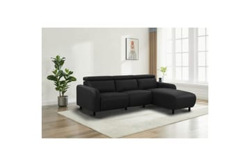 Reclinersofa med hjørne Loft24 Hjørnesofa Loft24 Skaane med elektrisk recliner Svart Høyrevendt Kunstskinn - Møbler - Sofaer - Skinnsofaer