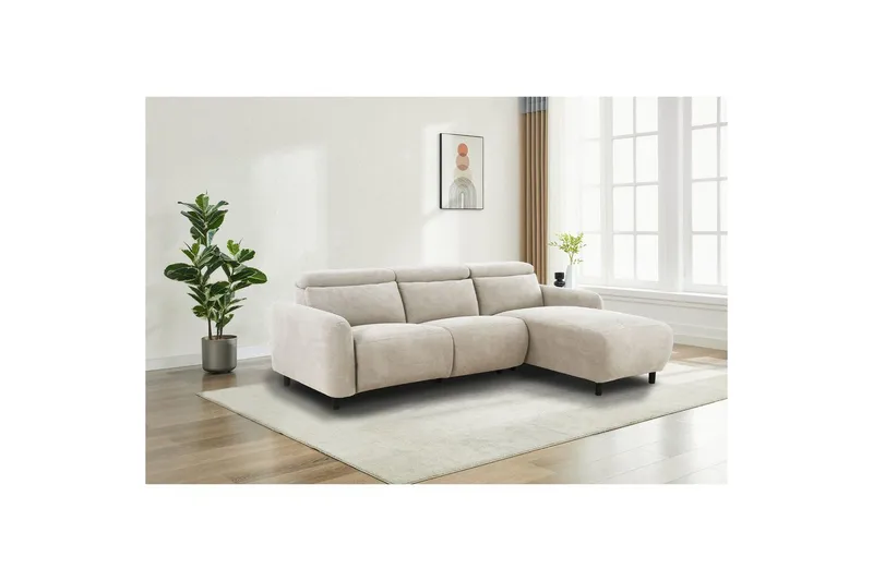 Reclinersofa med hjørne Loft24 Hjørnesofa Loft24 Skaane med elektrisk recliner Vit Höger Manchester - Møbler - Sofaer - Reclinersofaer