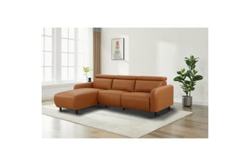 Reclinersofa med hjørne Loft24 Hjørnesofa Loft24 Skaane med manuell reclinerstol Brun Konstläder - Møbler - Sofaer - Skinnsofaer