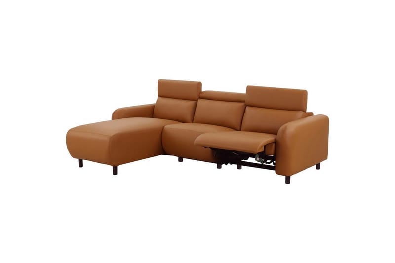 Reclinersofa med hjørne Loft24 Hjørnesofa Loft24 Skaane med manuell reclinerstol Brun Konstläder - Møbler - Sofaer - Skinnsofaer