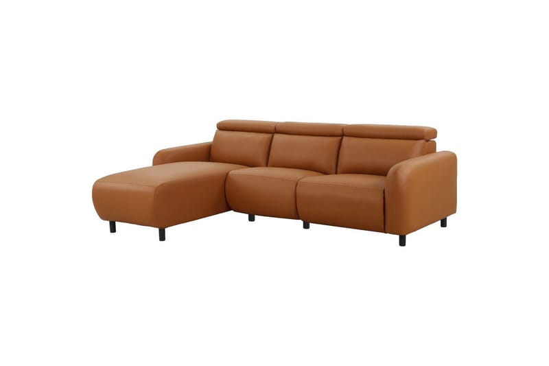 Reclinersofa med hjørne Loft24 Hjørnesofa Loft24 Skaane med manuell reclinerstol Brun Konstläder - Møbler - Sofaer - Skinnsofaer