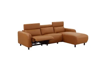 Reclinersofa med hjørne Loft24 Hjørnesofa Loft24 Skaane med manuell reclinerstol Brun Kunstskinn - Møbler - Sofaer - Skinnsofaer