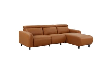 Reclinersofa med hjørne Loft24 Hjørnesofa Loft24 Skaane med manuell reclinerstol Brun Kunstskinn - Møbler - Sofaer - Skinnsofaer