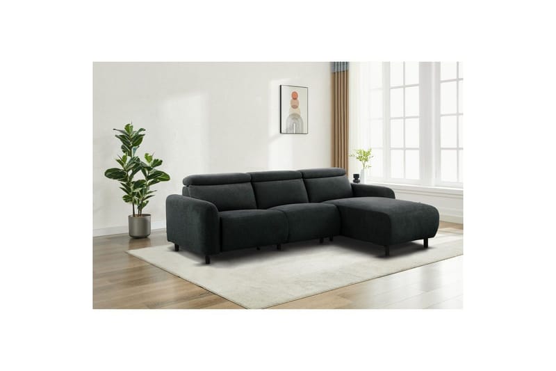 Reclinersofa med hjørne Loft24 Hjørnesofa Loft24 Skaane med manuell reclinerstol Grå Belfast-stoff - Møbler - Sofaer - Reclinersofaer