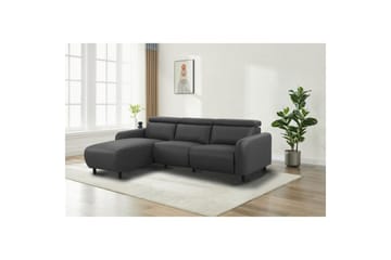 Reclinersofa med hjørne Loft24 Hjørnesofa Loft24 Skaane med manuell reclinerstol Grå Kunstskinn - Møbler - Sofaer - Skinnsofaer