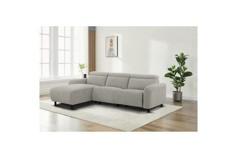 Reclinersofa med hjørne Loft24 Hjørnesofa Loft24 Skaane med manuell reclinerstol Grå Manchester - Møbler - Sofaer - Reclinersofaer