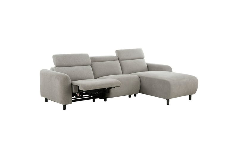 Reclinersofa med hjørne Loft24 Hjørnesofa Loft24 Skaane med manuell reclinerstol Grå1 Belfast-stoff - Møbler - Sofaer - Reclinersofaer
