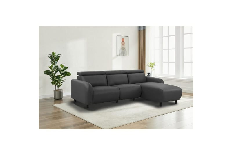 Reclinersofa med hjørne Loft24 Hjørnesofa Loft24 Skaane med manuell reclinerstol Grå1 Kunstskinn - Møbler - Sofaer - Reclinersofaer