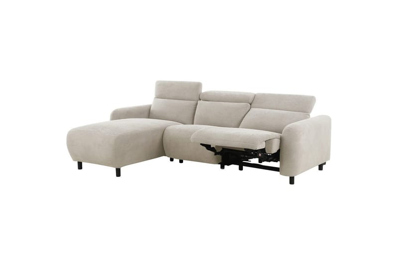 Reclinersofa med hjørne Loft24 Hjørnesofa Loft24 Skaane med manuell reclinerstol Hvit Belfast-stoff - Møbler - Sofaer - Reclinersofaer