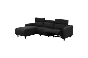 Reclinersofa med hjørne Loft24 Hjørnesofa Loft24 Skaane med manuell reclinerstol Svart Kunstskinn - Møbler - Sofaer - Skinnsofaer