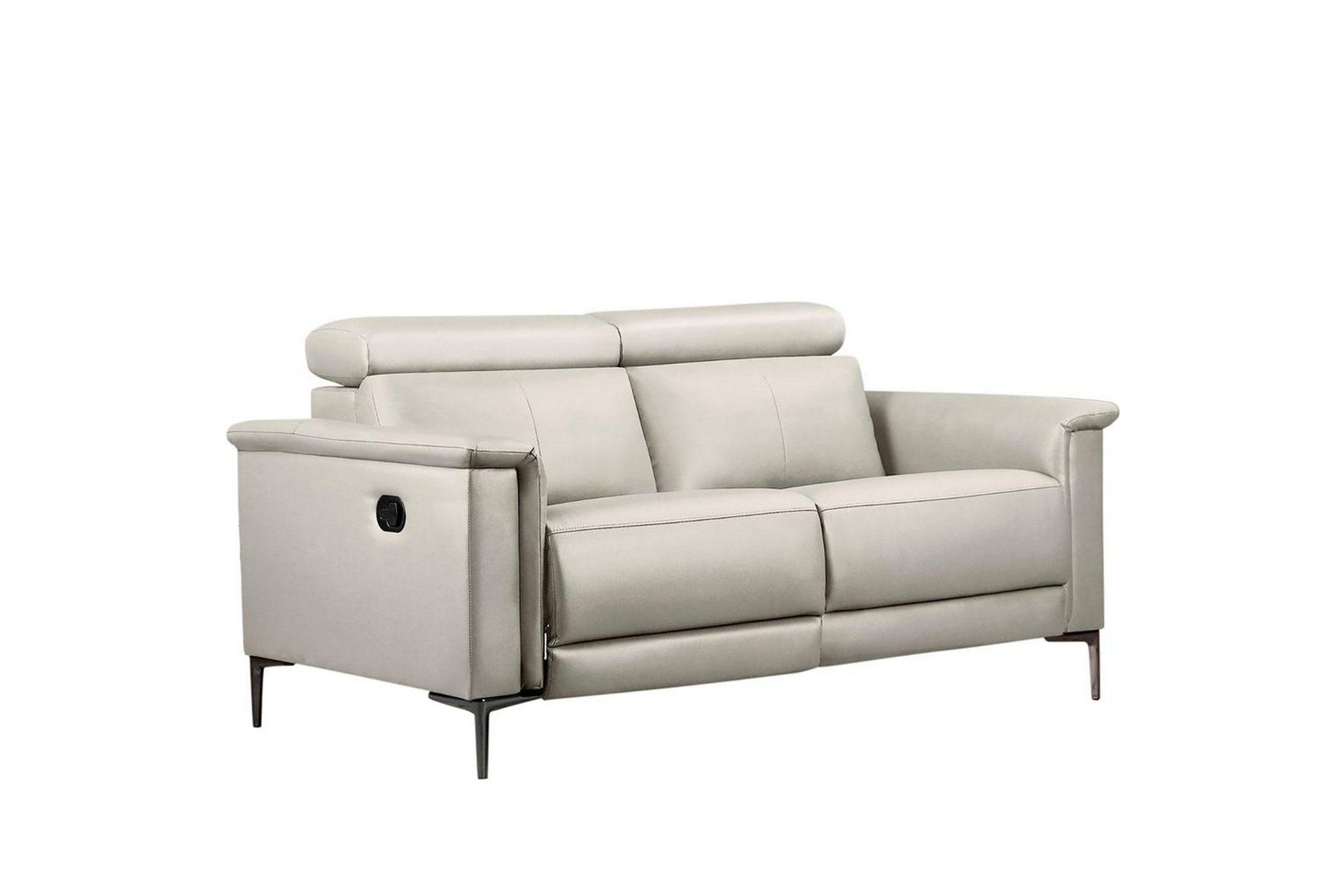 Reclinersofa uten hjørne Loft24 2-seters sofa Lund krem, lær/PU, manuell hvilestol Cream White -