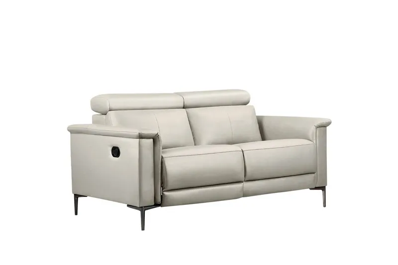 Reclinersofa uten hjørne Loft24 2-seters sofa Lund krem, lær/PU, manuell hvilestol Cream White - Møbler - Sofaer - Skinnsofaer