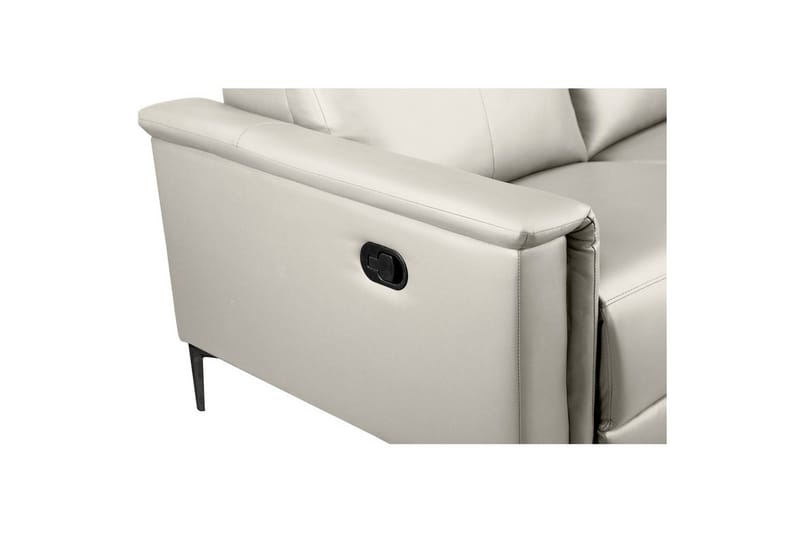 Reclinersofa uten hjørne Loft24 2-seters sofa Lund krem, lær/PU, manuell hvilestol Cream White - Møbler - Sofaer - Skinnsofaer