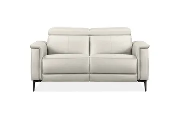 Reclinersofa uten hjørne Loft24 2-seters sofa Lund krem, lær/PU, manuell hvilestol Cream White - Møbler - Sofaer - Skinnsofaer
