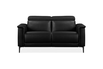 Reclinersofa uten hjørne Loft24 2-seters sofa Lund svart, skinn/PU, elektrisk hvilestol Svart, Graphite Grey - Møbler - Sofaer - Skinnsofaer