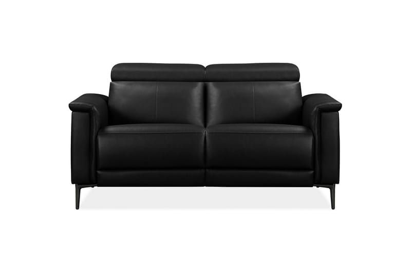 Reclinersofa uten hjørne Loft24 2-seters sofa Lund svart, skinn/PU, elektrisk hvilestol Svart, Graphite Grey - Møbler - Sofaer - Skinnsofaer