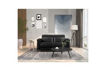 Reclinersofa uten hjørne Loft24 2-seters sofa Lund svart, skinn/PU, elektrisk hvilestol Svart, Graphite Grey - Møbler - Sofaer - Skinnsofaer