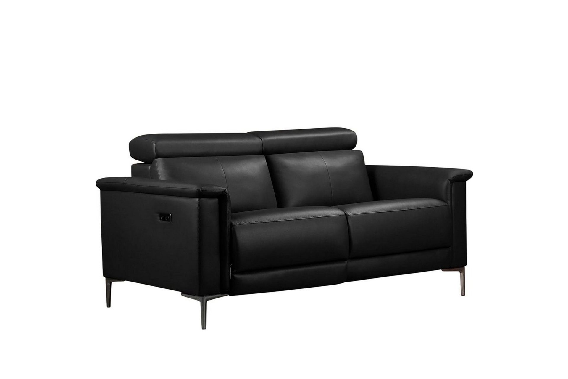 Reclinersofa uten hjørne Loft24 2-seters sofa Lund svart, skinn/PU, elektrisk hvilestol Svart, Graphite Grey -