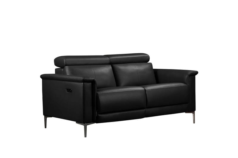 Reclinersofa uten hjørne Loft24 2-seters sofa Lund svart, skinn/PU, elektrisk hvilestol Svart, Graphite Grey - Møbler - Sofaer - Skinnsofaer