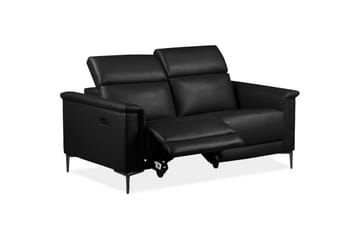 Reclinersofa uten hjørne Loft24 2-seters sofa Lund svart, skinn/PU, elektrisk hvilestol Svart, Graphite Grey - Møbler - Sofaer - Skinnsofaer