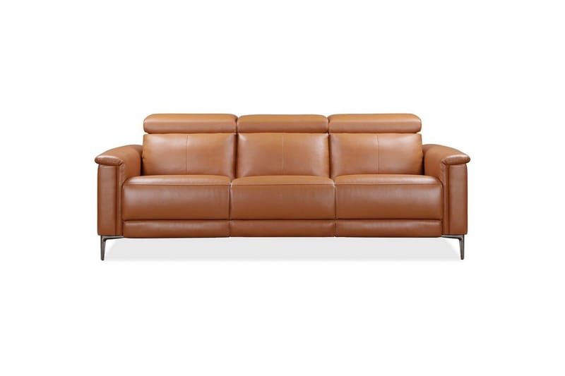 Reclinersofa uten hjørne Loft24 3-seters sofa Lund cognac Brun,Grå - Møbler - Sofaer - Sofa 3 seter