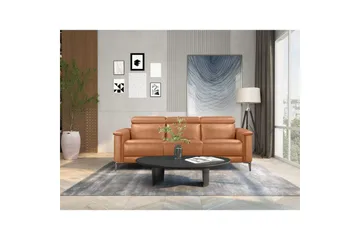 Reclinersofa uten hjørne Loft24 3-seters sofa Lund cognac Chocolate Brown,Grå - Møbler - Sofaer - Sofa 3 seter