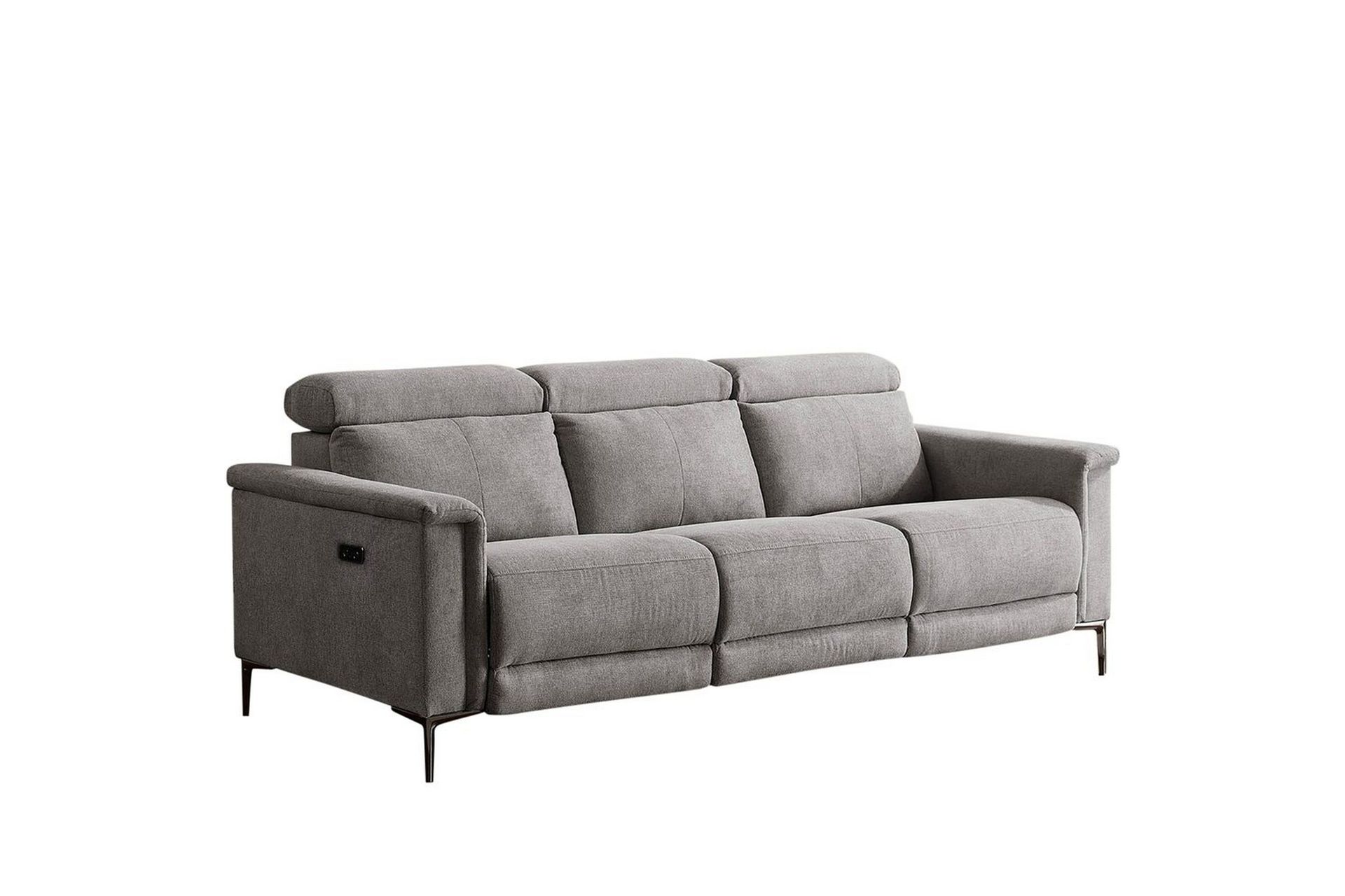 Reclinersofa uten hjørne Loft24 3-seters sofa Lund cognac Ljusgrå -