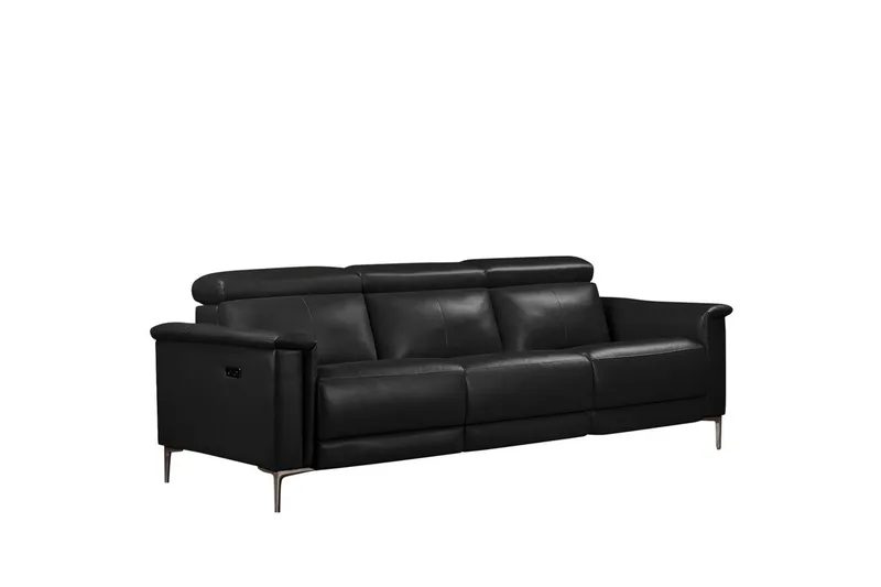 Reclinersofa uten hjørne Loft24 3-seters sofa Lund cognac Svart, undefined