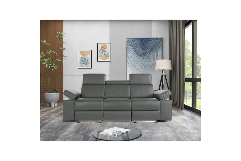 Reclinersofa uten hjørne Loft24 3-seters sofa Rayland Grå - Møbler - Sofaer - Sofa 3 seter