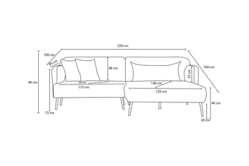 Revos 4-seters Sofa med Divan - Krem - Møbler - Sofaer - Sofa med sjeselong