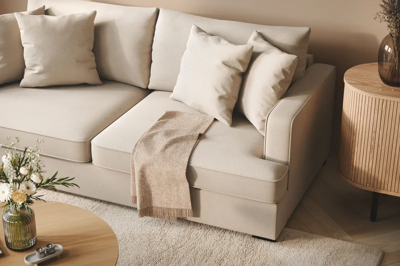 Rossita 3-seters Dyp Sofa i Bouclé - Beige - Møbler - Sofaer - Sofa 3 seter