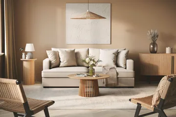 Rossita 3-seters Dyp Sofa i Bouclé - Beige - Møbler - Sofaer - Sofa 3 seter