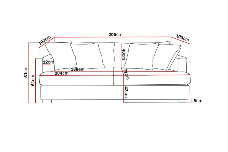 Rossita 3-seters Dyp Sofa i Bouclé - Beige - Møbler - Sofaer - Sofa 3 seter
