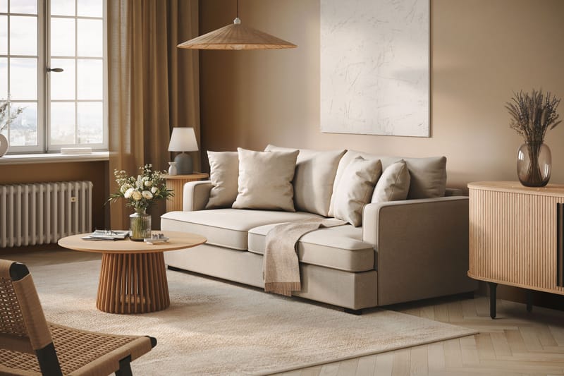 Rossita 3-seters Dyp Sofa i Bouclé - Beige - Møbler - Sofaer - Sofa 3 seter