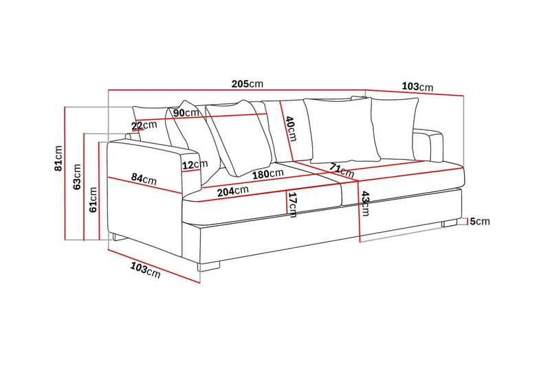 Rossita 3-seters Dyp Sofa i Chenille - Beige - Møbler - Sofaer - Sofa 3 seter