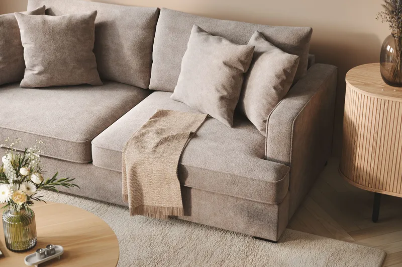Rossita 3-seters Dyp Sofa i Chenille - Grå / Brun - Møbler - Sofaer - Sofa 3 seter