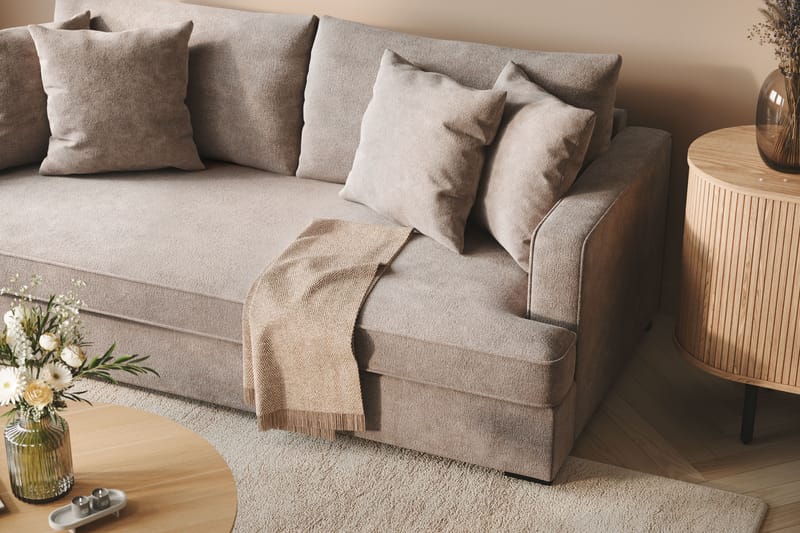 Rossita 3-seters Dyp Sofa i Chenille - Grå / Brun - Møbler - Sofaer - Sofa 3 seter