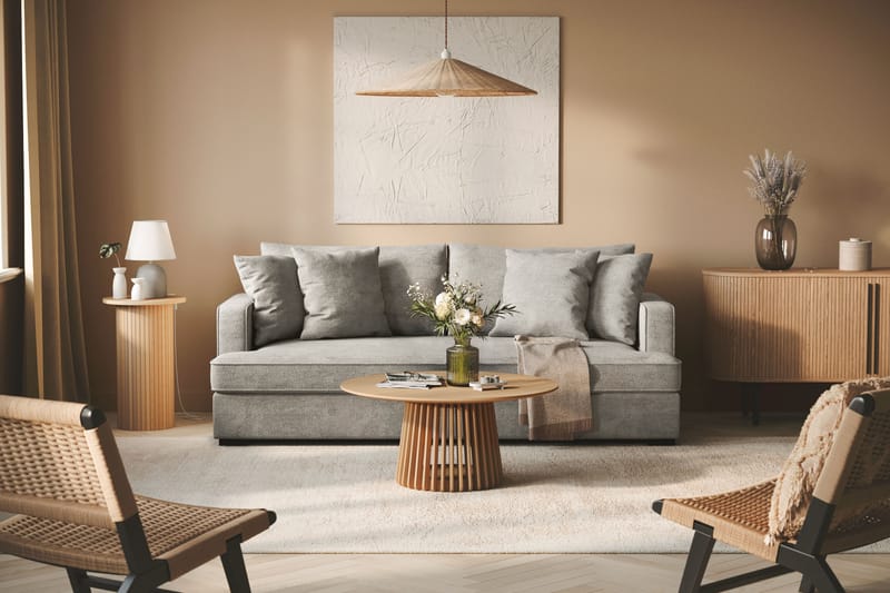 Rossita 3-seters Dyp Sofa i Chenille - Grå - Møbler - Sofaer - Sofa 3 seter