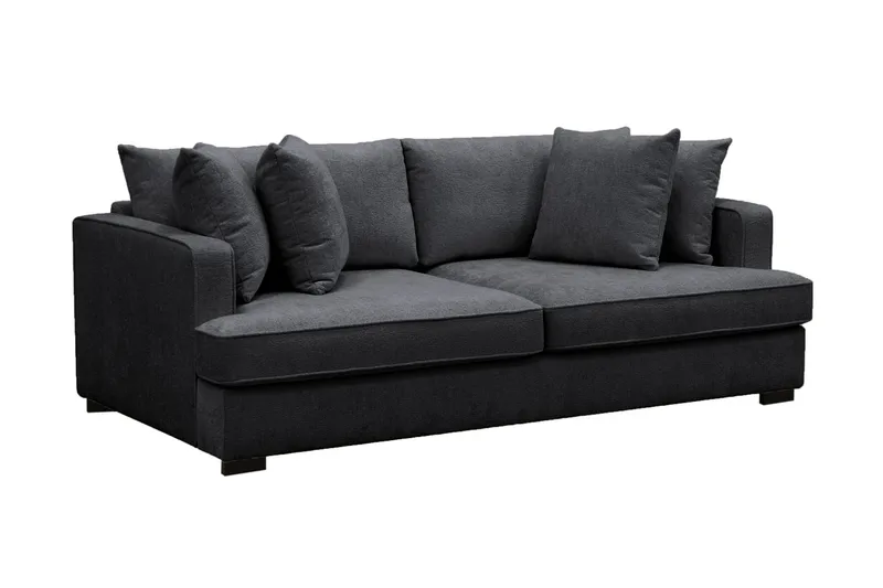 Rossita 3-seters Dyp Sofa i Chenille - Svart - Møbler - Sofaer - Sofa 3 seter