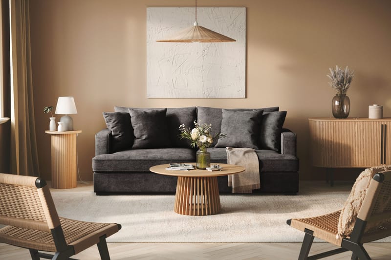 Rossita 3-seters Dyp Sofa i Chenille - Svart - Møbler - Sofaer - Sofa 3 seter