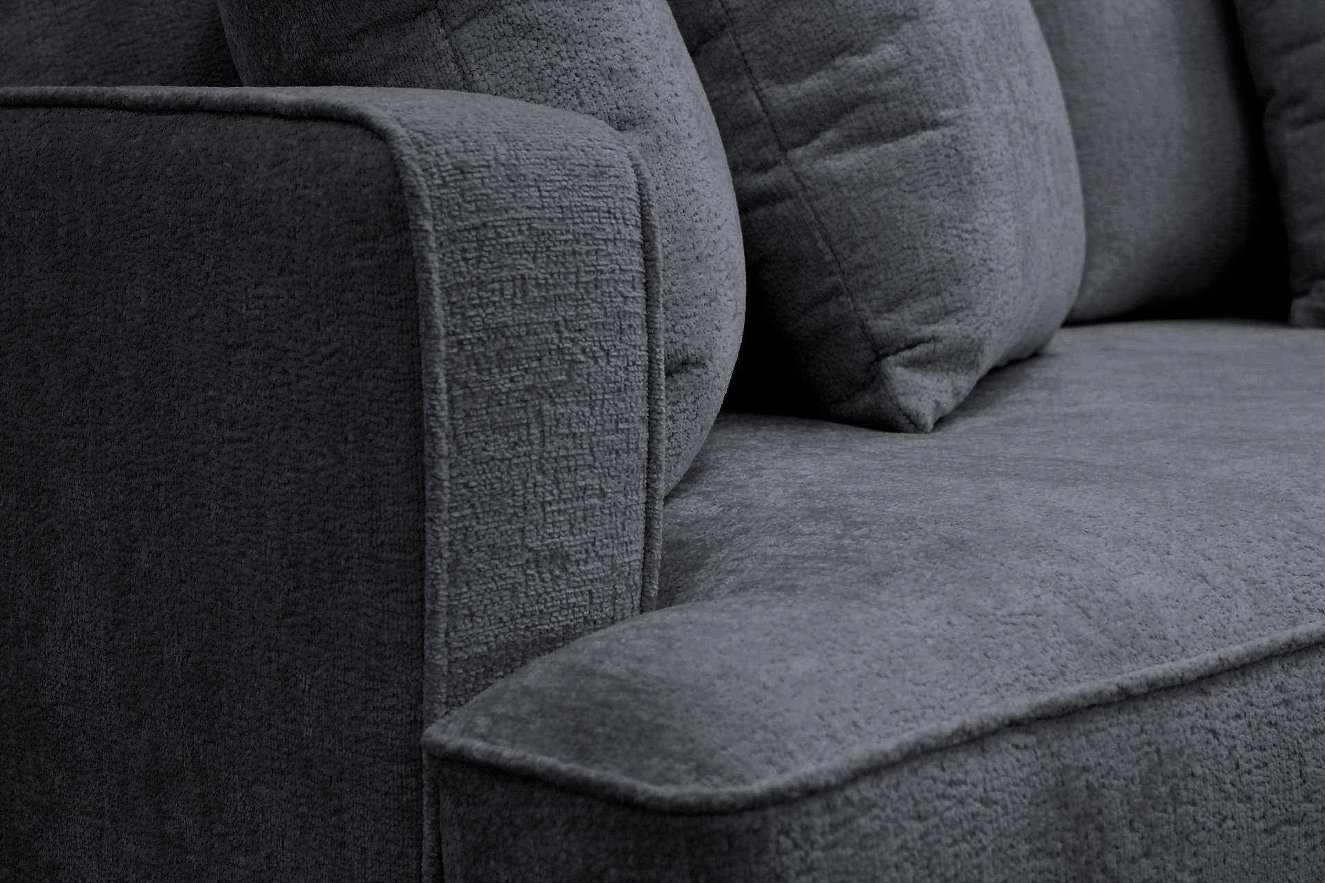 Rossita 3-seters Dyp Sofa i Chenille - Svart - Møbler - Sofaer - Sofa 3 seter