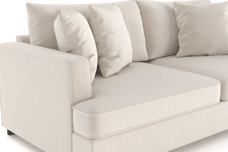 Rossita 3-seters Dyp Sofa i Kordfløyel - Beige - Møbler - Sofaer - Sofa 3 seter