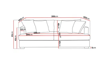 Rossita 3-seters Dyp Sofa i Kordfløyel - Mørkegrå - Møbler - Sofaer - Fløyel sofaer