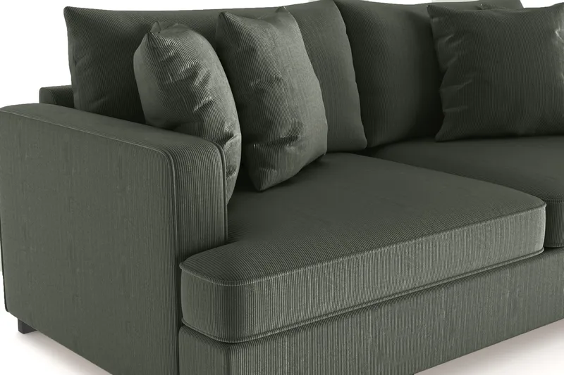 Rossita 3-seters Dyp Sofa i Kordfløyel - Mørkegrønn - Møbler - Sofaer - Sofa 3 seter