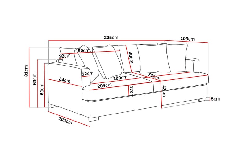 Rossita 3-seters Dyp Sofa i Kordfløyel - Offwhite - Møbler - Sofaer - Fløyel sofaer