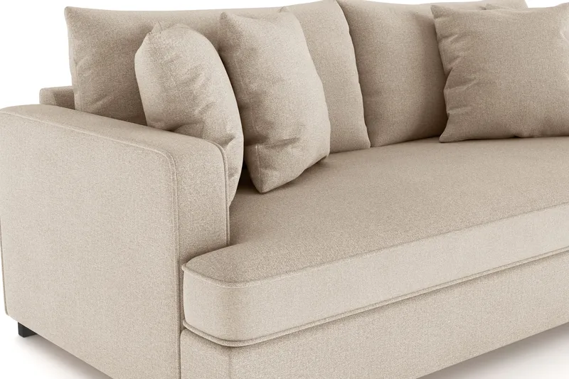 Rossita 3-seters Dyp Sofa med Hel Pute i Stoff - Beige - Møbler - Sofaer - Sofa 3 seter
