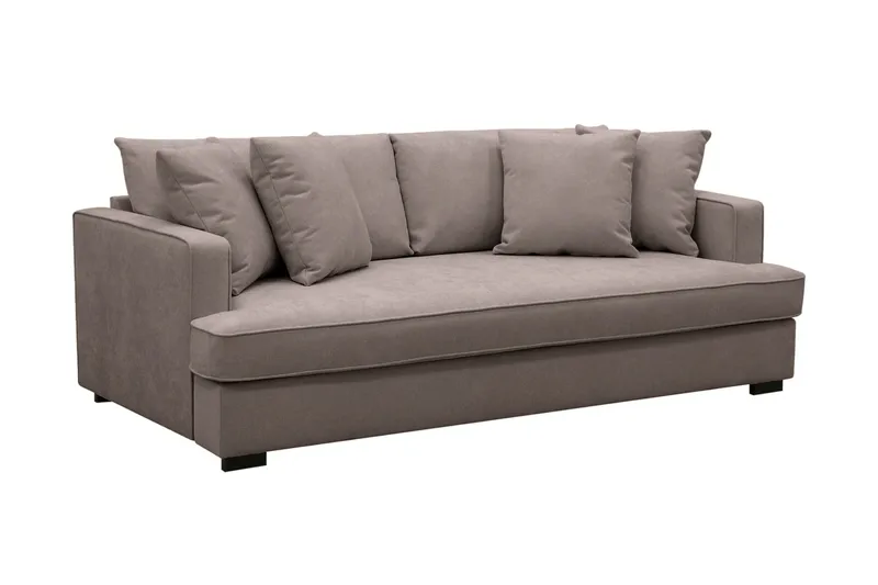 Rossita 3-seters Dyp Sofa med Hel Pute i Stoff - Brun - Møbler - Sofaer - Sofa 3 seter