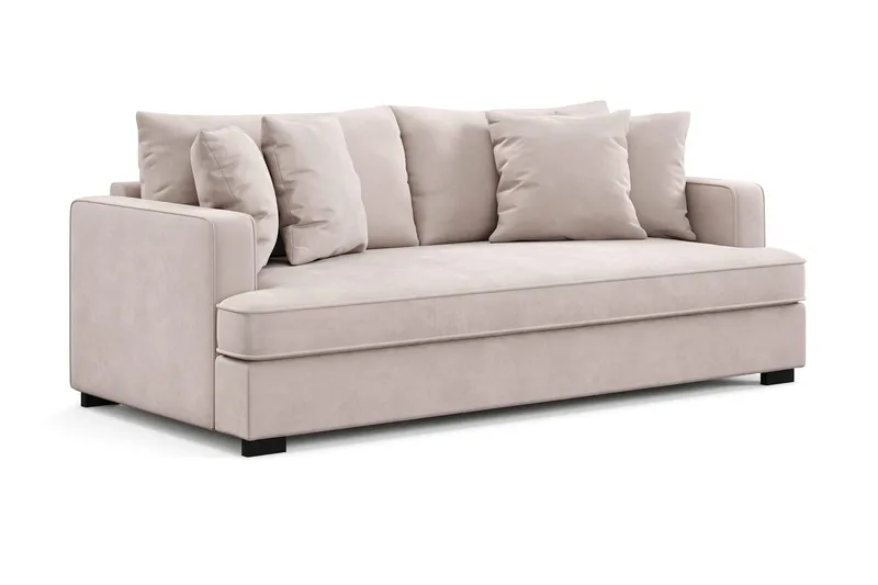 Rossita 3-seters Dyp Sofa med Hel Pute i Fløyel - Beige - Møbler - Sofaer - Fløyel sofaer