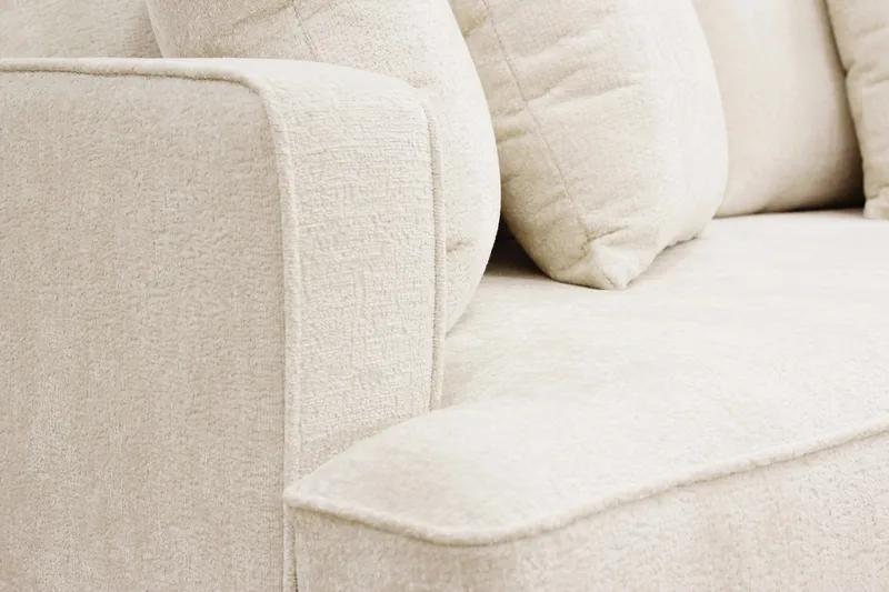 Rossita 3-seters Dyp Sofa med Hel Pute i Chenille - Beige - Møbler - Sofaer - Sofa 3 seter