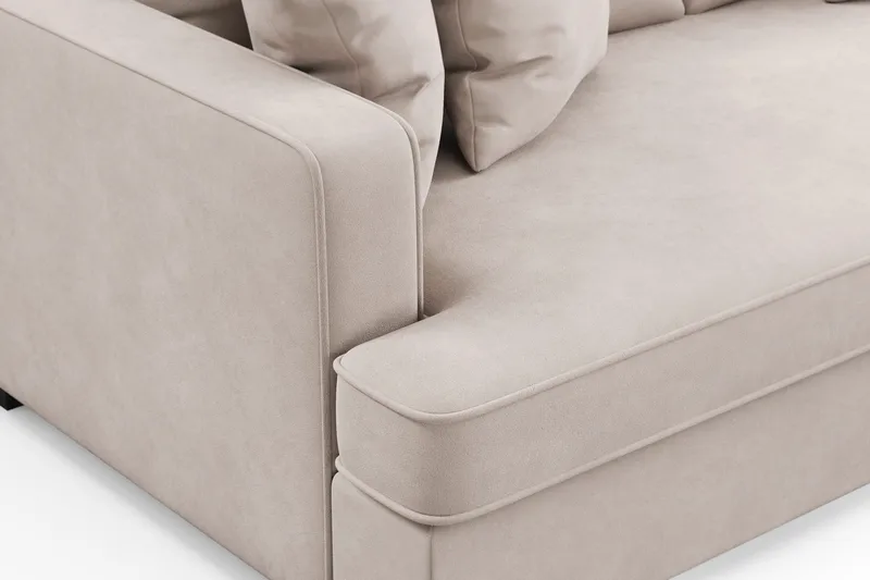 Rossita 3-seters Dyp Sofa med Hel Pute i Fløyel - Beige - Møbler - Sofaer - Fløyel sofaer